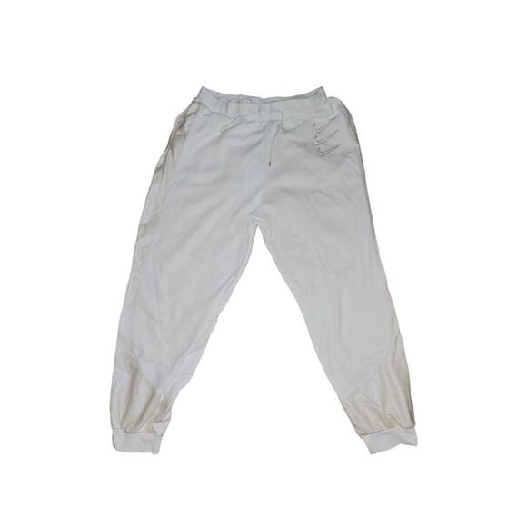 Nike White Crewneck Sweatshirt Jogger Pants Set Medium Champagne Gold Sides - Picture 2 of 12